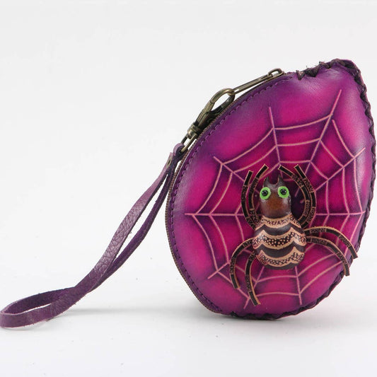 LEATHER PURPLE SPIDER COIN PURSE