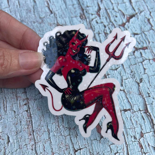 DEVIL GIRL PIN UP STICKER
