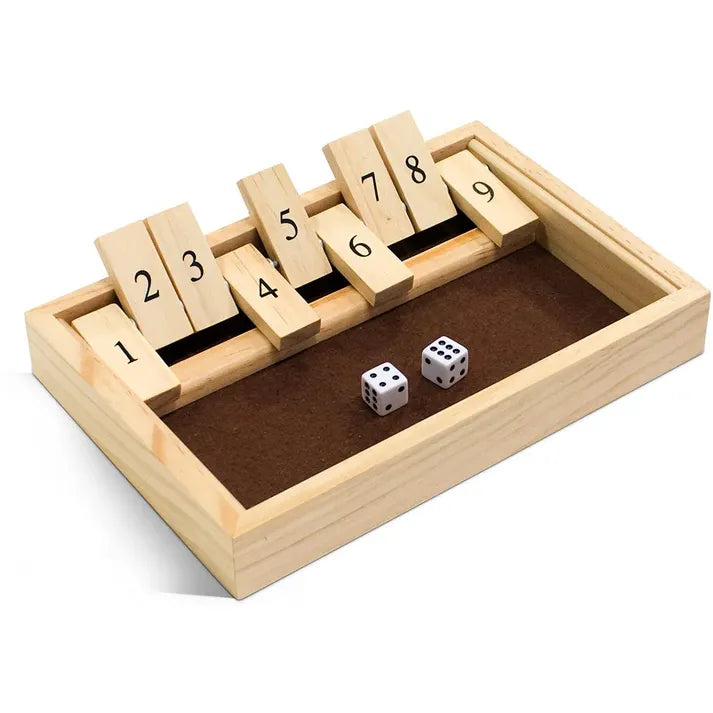 SHUT THE BOX PINE WOOD 9 NUMBERS