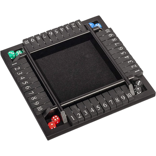 4 PLAYER TRAVEL SHUT THE BOX 8" - BLACK STAINED