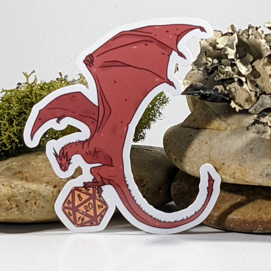 DRAGON SWOOPING TO PICK UP DICE STICKER