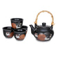 RABBITS UNDER THE GOLDEN MOON CHINESE TEA SET (TEAPOT AND FOUR TEACUPS)