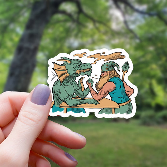 DRAGON AND MAGE ARM WRESTLING STICKER