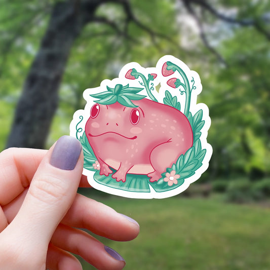 STRAWBERRY FROG ON LILYPAD STICKER