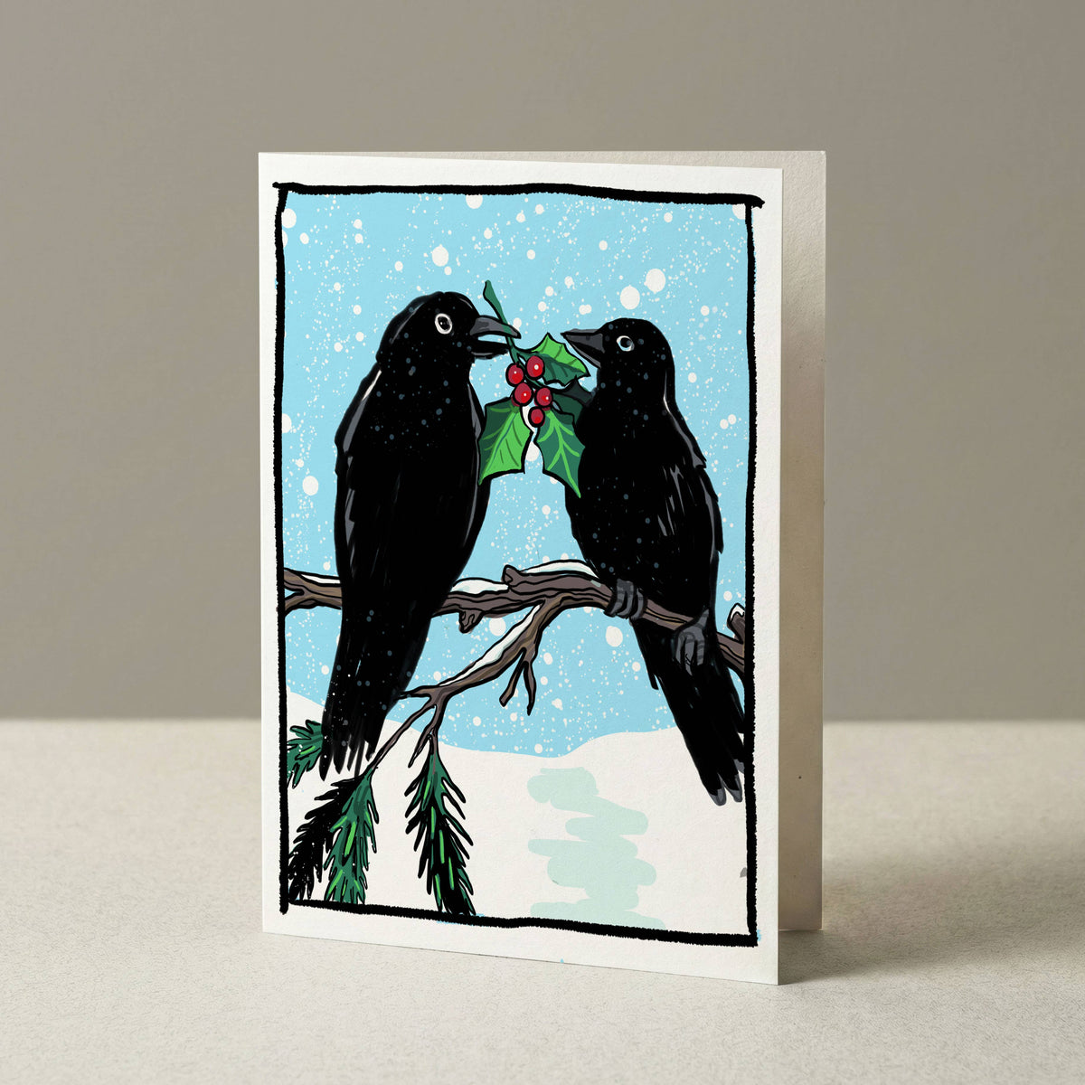 HOLLY JOLLY CORVIDS BLANK CHRISTMAS CARD