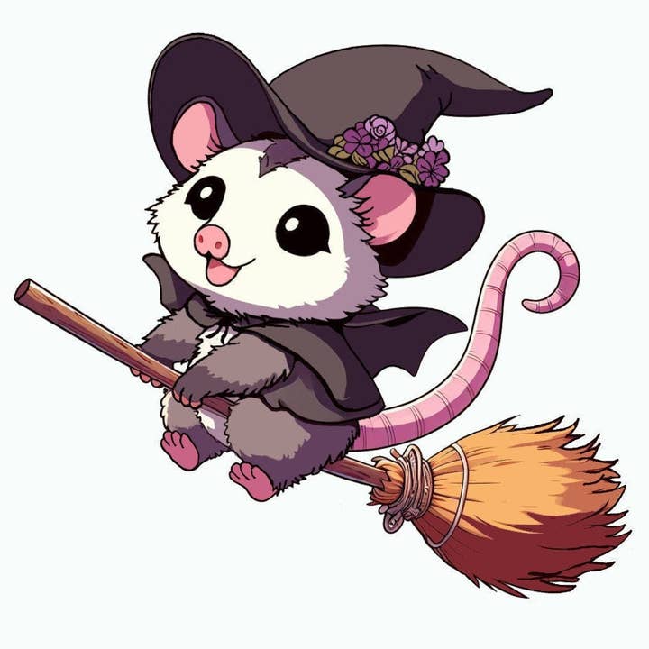 OPOSSUM TAKING FLIGHT STICKER