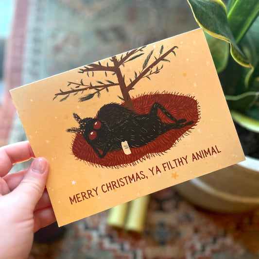 MOTHMAN MERRY CHRISTMAS FUNNY CARD