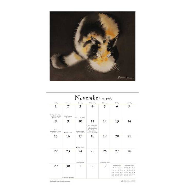 THE ARTFUL CAT 2026 MINI WALL CALENDAR BY ENDRE PENOVAC