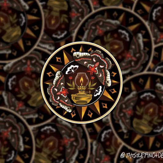 MOTHS TO A FLAME HEX ART STICKER