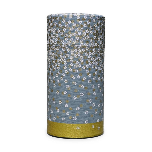 DOUBLE LID TEA CONTAINER BABY BLUE FLORAL 7.04 oz
