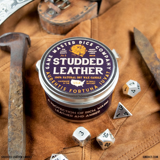 STUDDED LEATHER 8oz GAMING CANDLE