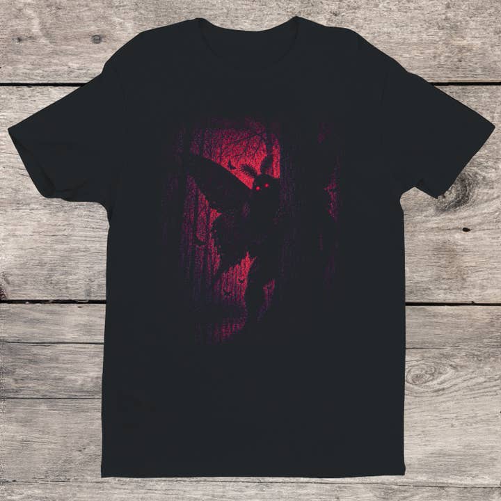MOTHMAN IN THE HAUNTED FOREST T-SHIRT