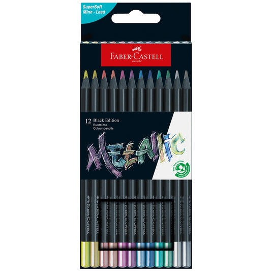 FABER-CASTELL SUPER SOFT COLOR PENCIL SET: METALLIC BLACK EDITION