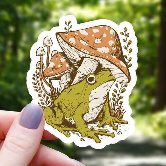COTTAGECORE FROG AND MUSHROOM STICKER
