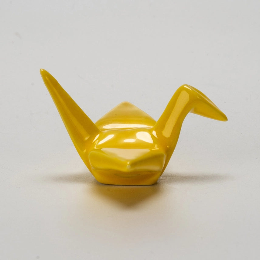 YELLOW ORIGAMI CRANE PORCELAIN CHOPSTICK REST