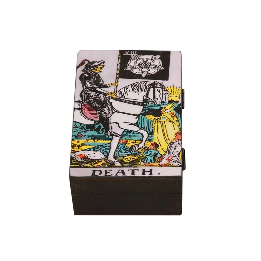 WOODEN DEATH TAROT CARD BOX