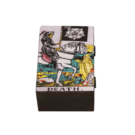 WOODEN DEATH TAROT CARD BOX