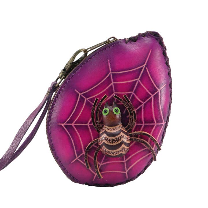 LEATHER PURPLE SPIDER COIN PURSE