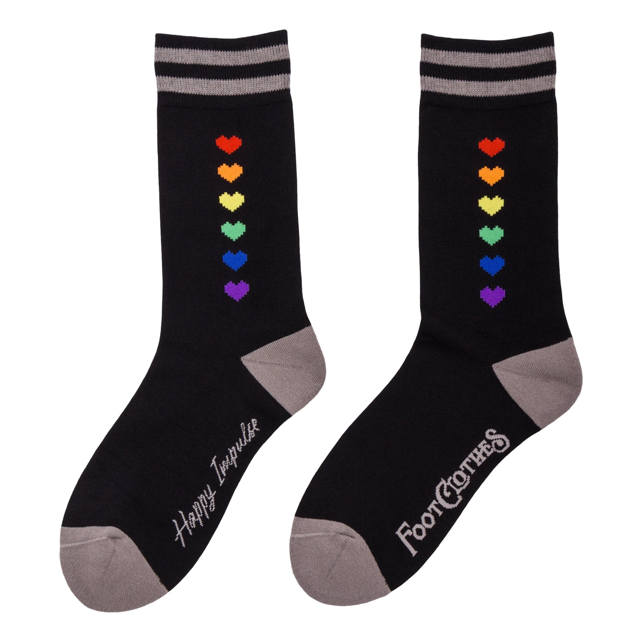PRIDE PIXEL HEARTS CREW SOCKS BY FOOTCLOTHES
