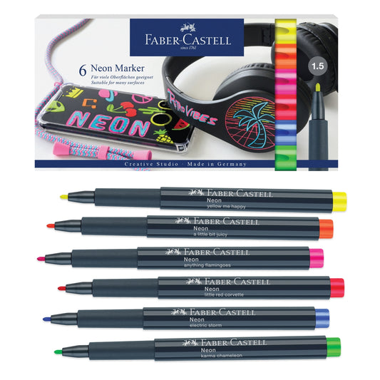 FABER-CASTELL MUTLI SURFACE NEON MARKER SET