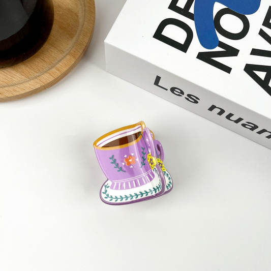 PURPLE TEA CUP HAIR CLAW