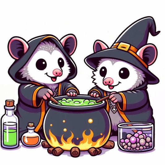 WITCH AND WARLOCK OPOSSUM STICKER