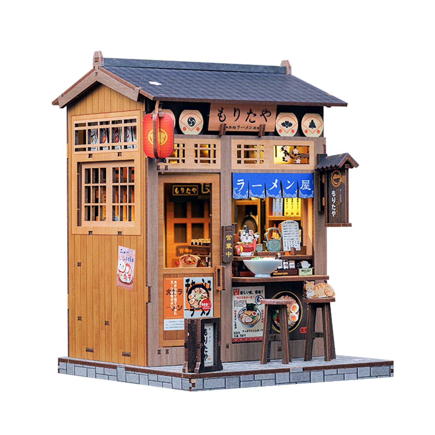 MORITA-YA RAMEN SHOP 3-D WOODEN MINIATURE BOOK NOOK KIT