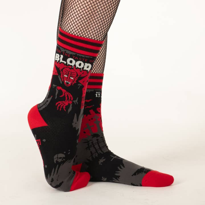 DRACULA'S BLOODLUST CREW SOCKS BY FOOTCLOTHES