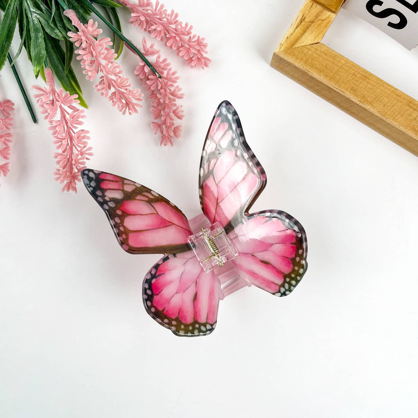 DAZZLING PINK BUTTERFLY HAIR CLAW CLIP