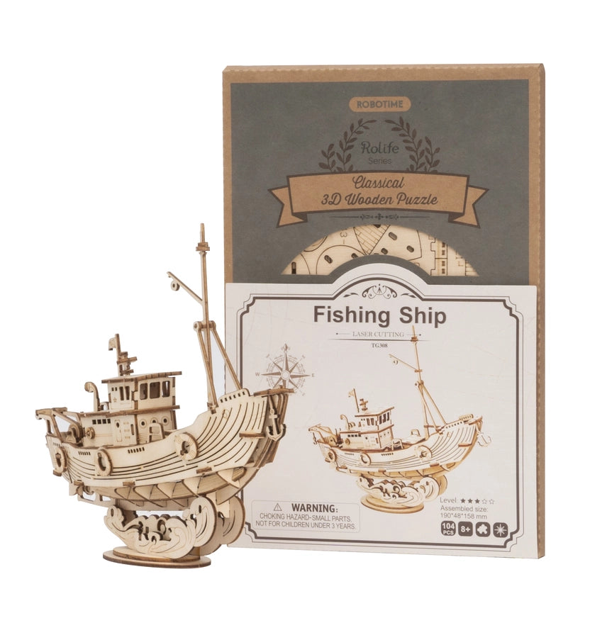 FISHING SHIP 3-D WOODEN PUZZLE KIT