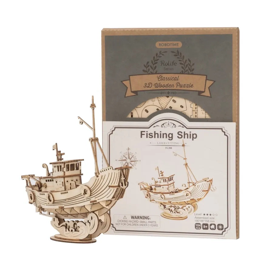 FISHING SHIP 3-D WOODEN PUZZLE KIT