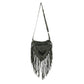 DARK GRAY STONEWASHED FRINGE TRIANGULAR PASSPORT BAG BY EARTH DIVAS