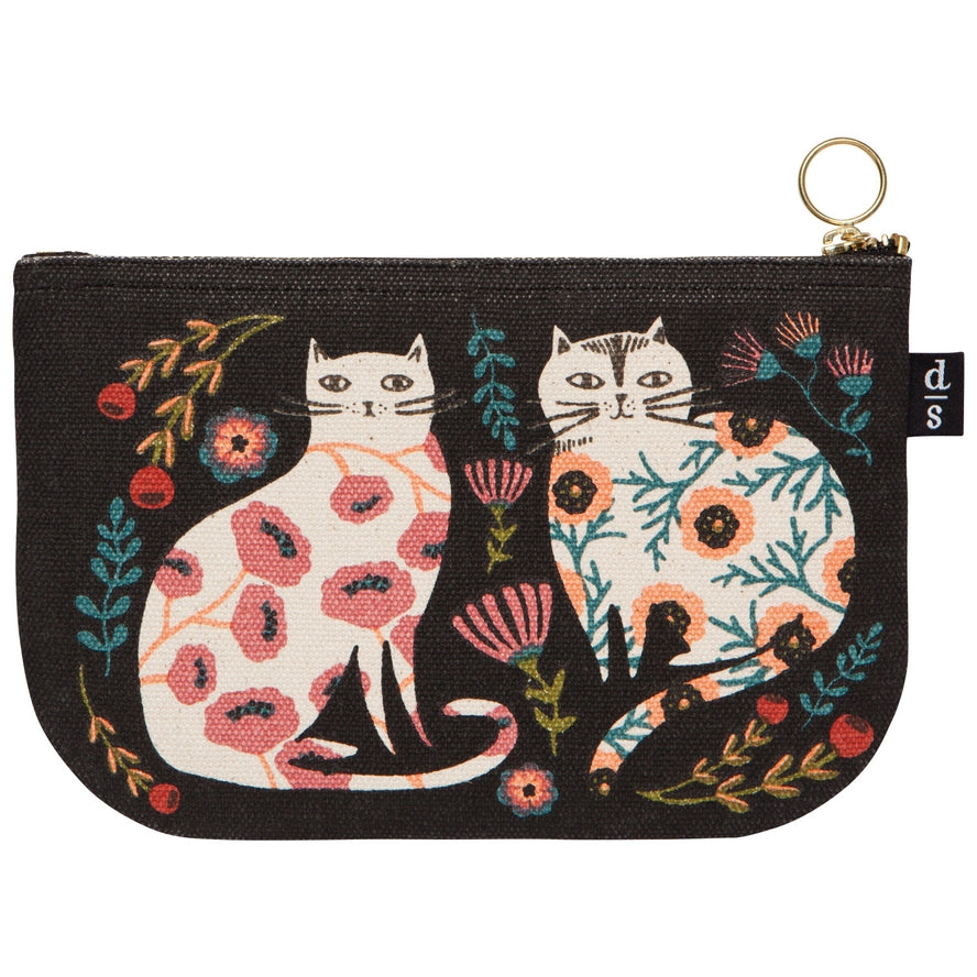 CAT BLOOM SMALL CANVAS ZIPPER POUCH BY DANICA STUDIO