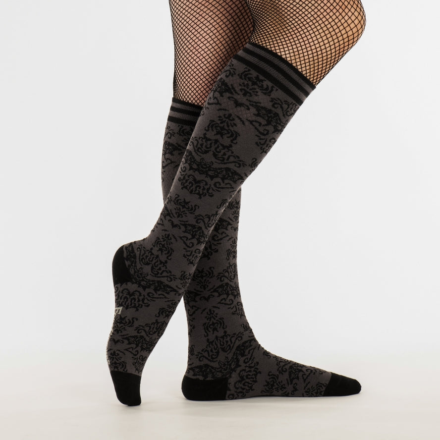BAT DAMASK KNEE HIGH SOCKS BY FOOTCLOTHES