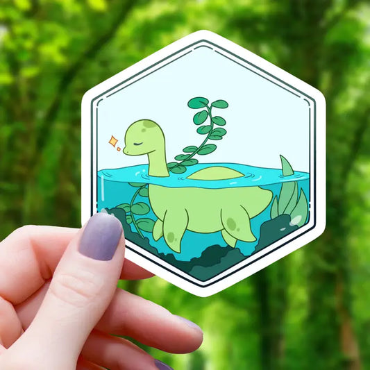 LOCH NESS MONSTER (OR CHESAPEAKE BAY MONSTER CHESSIE) IN AQUARIUM STICKER