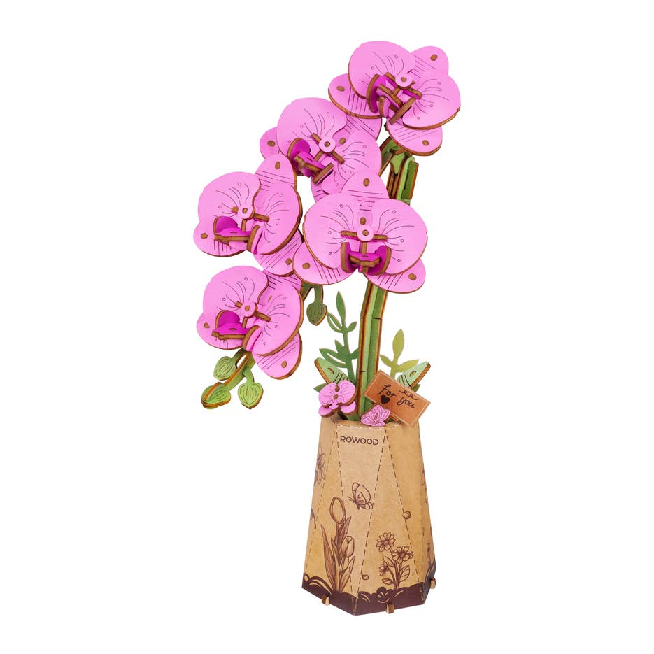 PURPLE MOTH ORCHID WOODEN FLOWER PUZZLE