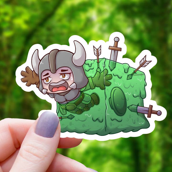 GELATINOUS CUBE EATING WARRIOR STICKER