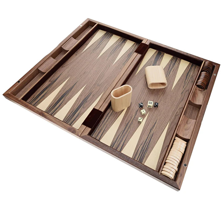 WOOD INLAY BACKGAMMON SET IN BEACHWOOD