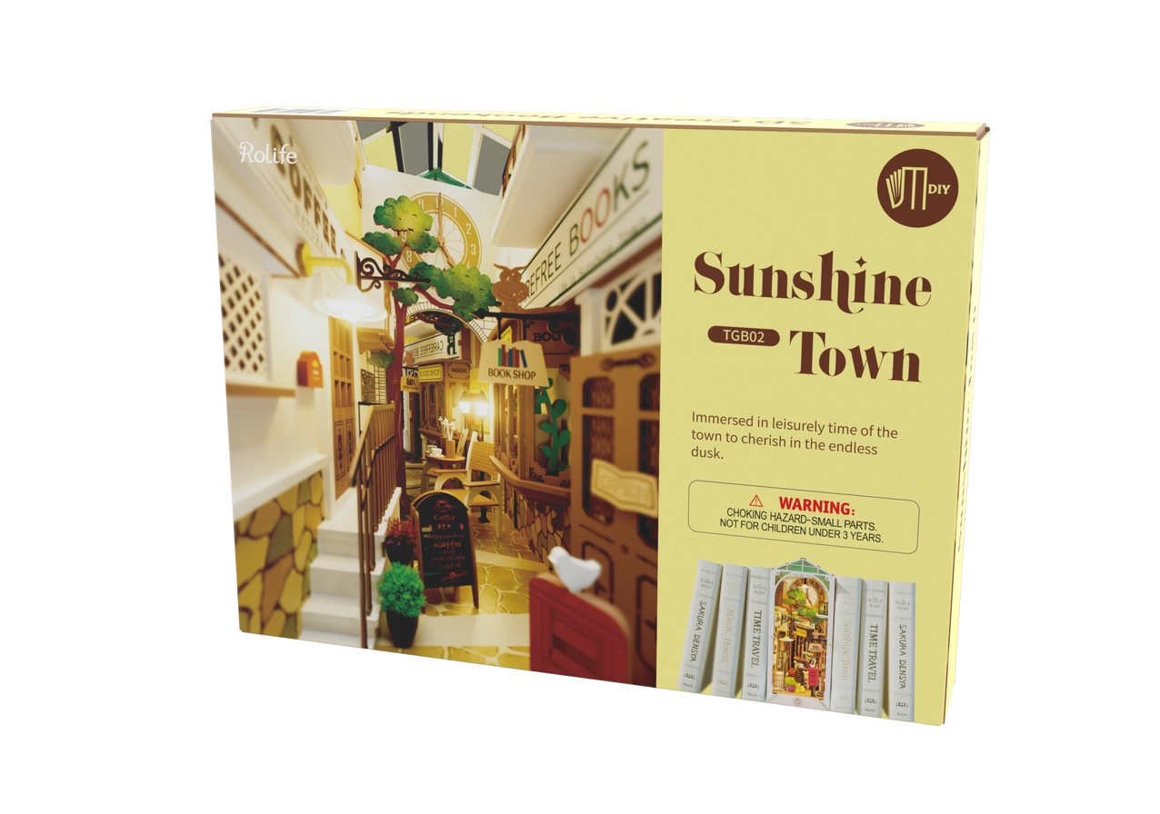 SUNSHINE TOWN 3-D WOODEN MINIATURE BOOKNOOK KIT
