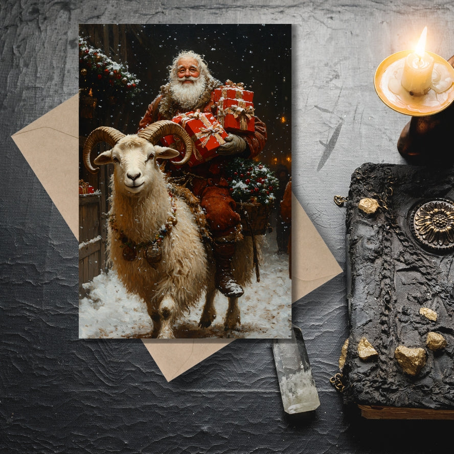 JULTOMTEN AND JULBOCK (SANTA AND THE YULE GOAT) HOLIDAY CARD