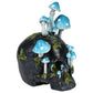 GOBLINCORE BLACK SKULL WITH BLUE MUSHROOMS