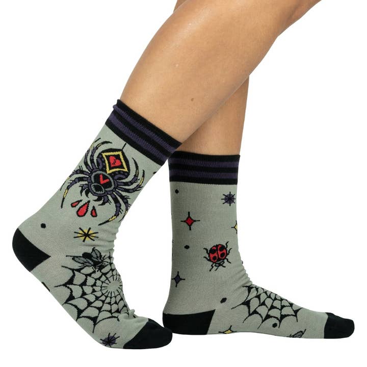 WIDOW'S WEB CREW SOCKS BY FOOTCLOTHES