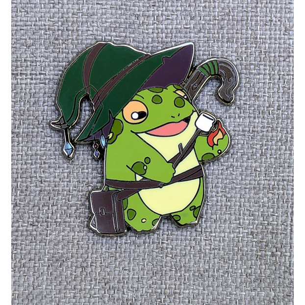 FROG WIZARD ROASTING MARSHMALLOWS ENAMEL PIN