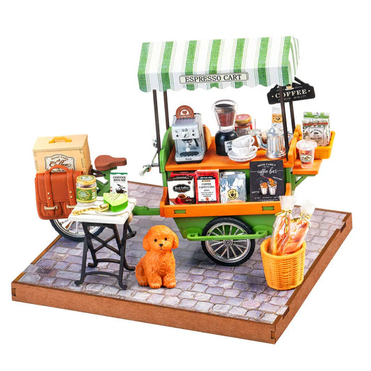 AROMATIC COFFEE CART 3D WOODEN MINIATURE KIT