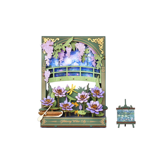 GLITTERING WATER LILY 3-D WOODEN MINIATURE KIT