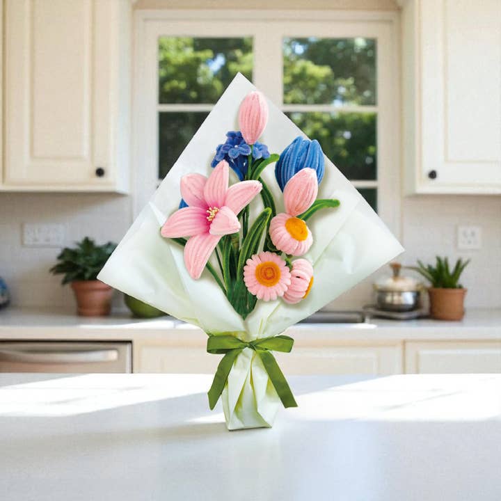 PINK & BLUE CHENILLE FLOWER KIT