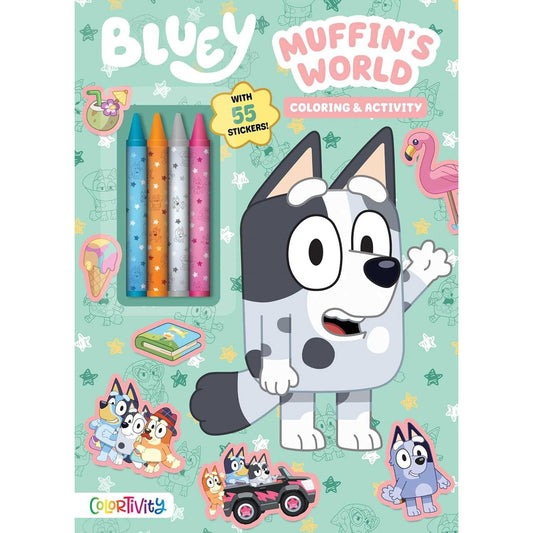 BLUEY: MUFFIN'S WORLD COLORING AND ACTIVITY BOOK WITH CRAYONS