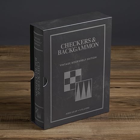 CHECKERS & BACKGAMMON VINTAGE BOOKSHELF EDITION