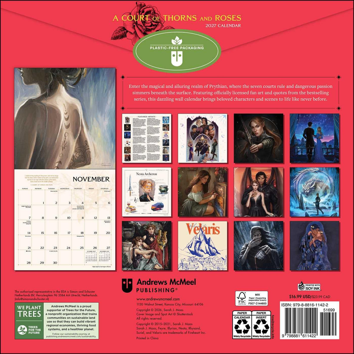 A COURT OF THORNS AND ROSES OFFICIALLY LICENSED FAN ART 2027 WALL CALENDAR BY SARAH J. MAAS