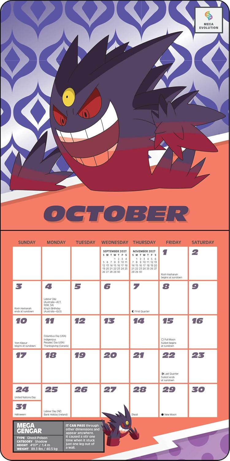 POKEMON 2027 MINI WALL CALENDAR